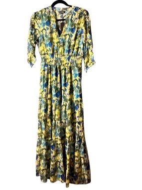 Spy zone Exchange Floral Maxi smocked waist Boho Dress Size Small